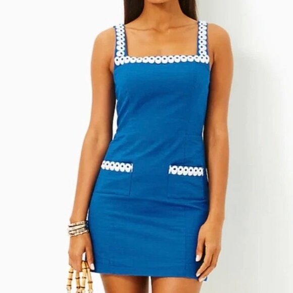 Lilly Pulitzer Isleen Skirted Romper Size 12 Barton Blue $218 NWOT - Picture 1 of 13